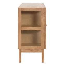 Nimara Havana egetræ glas skænk/vitrineskab med 3 låger - 80x40x140 cm* Vitrineskabe|Kommoder & Skænke