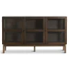Nimara Havana egetræ glas skænk/vitrineskab i røget eg med 3 låger - 80x40x140 cm* Vitrineskabe|Vitrineskabe