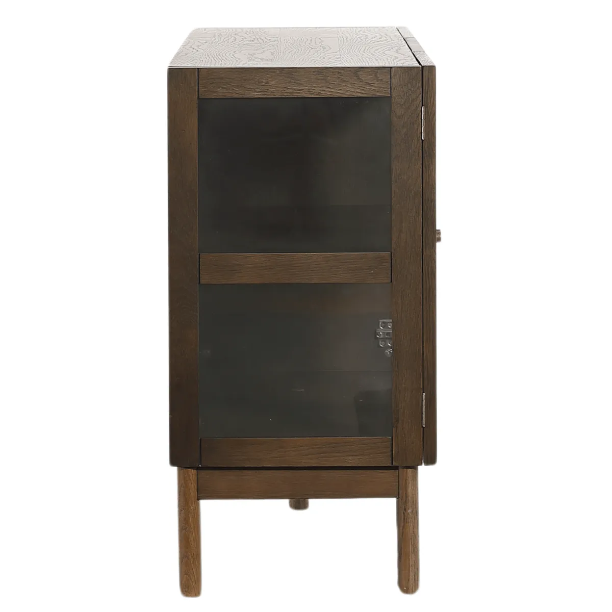 Nimara Havana egetræ glas skænk/vitrineskab i røget eg med 3 låger - 80x40x140 cm* Vitrineskabe|Vitrineskabe