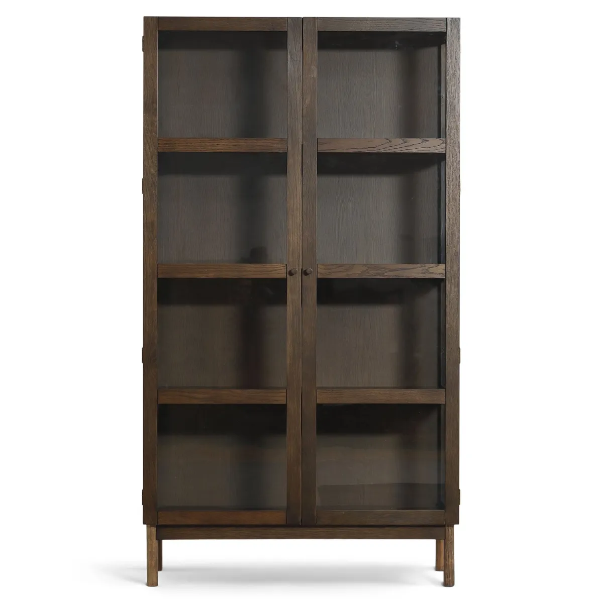 Nimara Havana egetræ vitrineskab i røget eg med 2 låger -180x40x100 cm* Vitrineskabe|Vitrineskabe