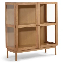 Nimara Havana egetræ vitrineskab med 2 låger -110x40x100 cm* Vitrineskabe|Vitrineskabe