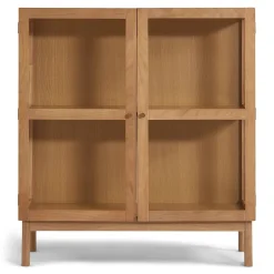 Nimara Havana egetræ vitrineskab med 2 låger -110x40x100 cm* Vitrineskabe|Vitrineskabe