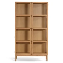 Nimara Havana egetræ vitrineskab med 2 låger - 180x40x100 cm* Vitrineskabe|Vitrineskabe