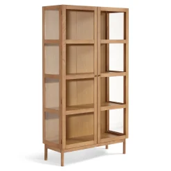 Nimara Havana egetræ vitrineskab med 2 låger - 180x40x100 cm* Vitrineskabe|Vitrineskabe