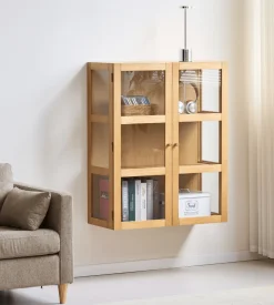 Nimara Havana væghængt vitrineskab i eg 100x80x35 cm* Vitrineskabe|Vitrineskabe