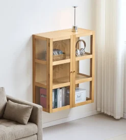 Nimara Havana væghængt vitrineskab i eg 100x80x35 cm* Vitrineskabe|Vitrineskabe