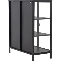 Nimara Herman glas skænk/vitrineskab - Sort metal 80x40x105 cm* Vitrineskabe|Vitrineskabe