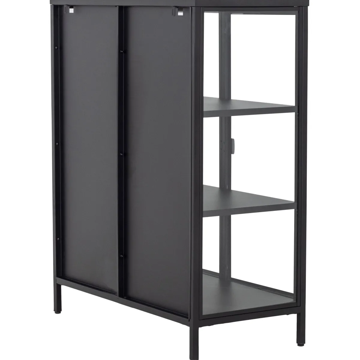 Nimara Herman glas skænk/vitrineskab - Sort metal 80x40x105 cm* Vitrineskabe|Vitrineskabe