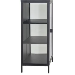 Nimara Herman glas skænk/vitrineskab - Sort metal 80x40x105 cm* Vitrineskabe|Vitrineskabe