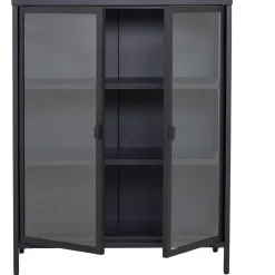 Nimara Herman glas skænk/vitrineskab - Sort metal 80x40x105 cm* Vitrineskabe|Vitrineskabe