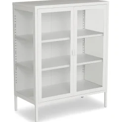 Nimara Herman glas skænk/vitrineskab - Hvidt metal 80x40x105 cm* Vitrineskabe|Vitrineskabe