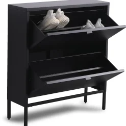 Nimara Herman Skoskab - Sort metal med 2 rum - 80x26x89 cm* Skoskabe|Skoskabe