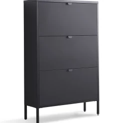 Nimara Herman Skoskab - Sort metal med 3 rum - 80x26x125 cm* Skoskabe|Skoskabe
