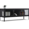 Nimara Herman TV bord - Sort metal/glas - 130x40x50 cm* Tv Borde|Tv Borde