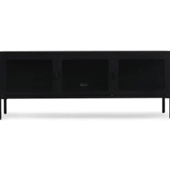 Nimara Herman TV bord - Sort metal/glas - 130x40x50 cm* Tv Borde|Tv Borde