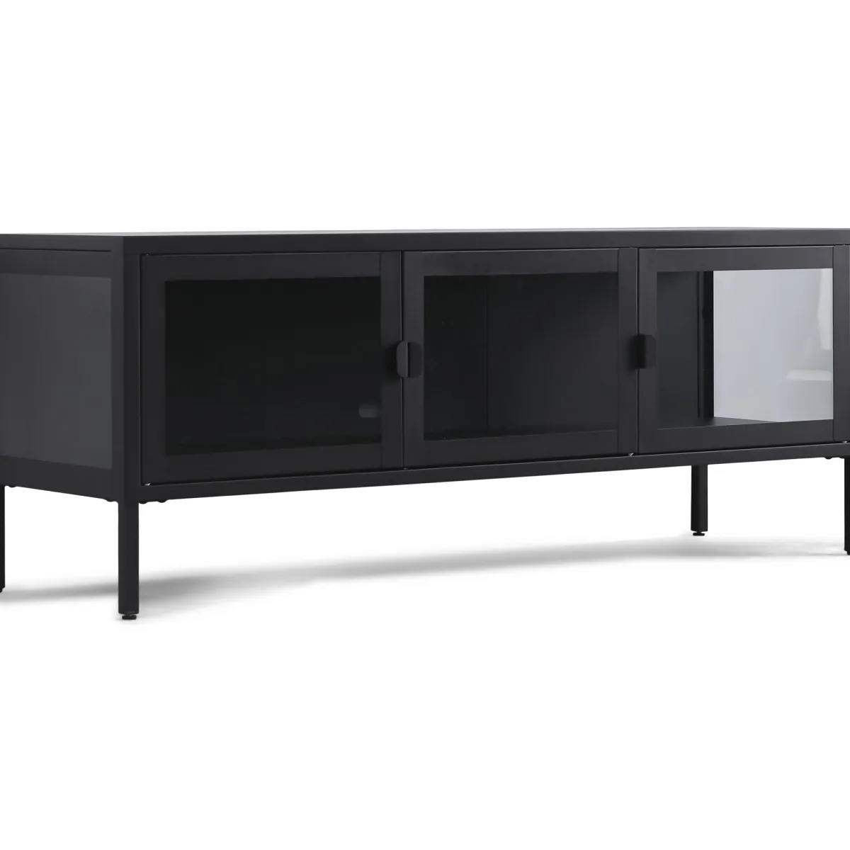 Nimara Herman TV bord - Sort metal/glas - 130x40x50 cm* Tv Borde|Tv Borde