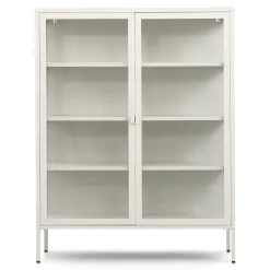 Nimara Herman Vitrineskab - Beige metal/glas - 110x40x140 cm* Vitrineskabe|Vitrineskabe