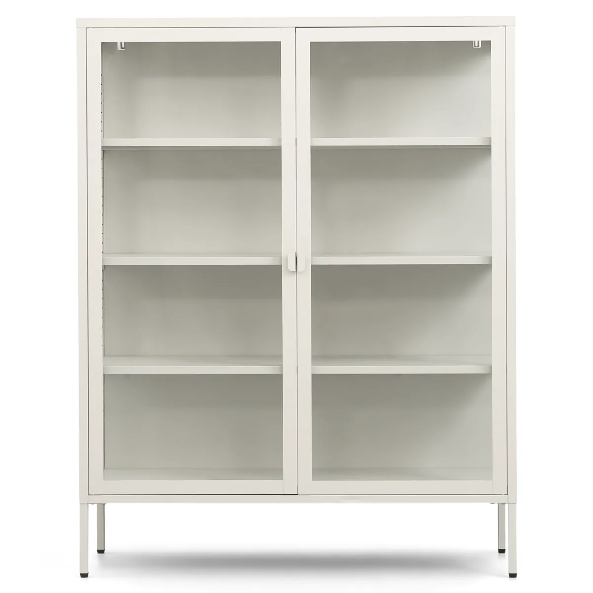 Nimara Herman Vitrineskab - Beige metal/glas - 110x40x140 cm* Vitrineskabe|Vitrineskabe
