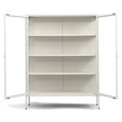 Nimara Herman Vitrineskab - Beige metal/glas - 110x40x140 cm* Vitrineskabe|Vitrineskabe