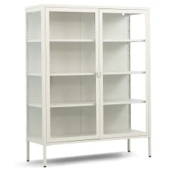 Nimara Herman Vitrineskab - Beige metal/glas - 110x40x140 cm* Vitrineskabe|Vitrineskabe