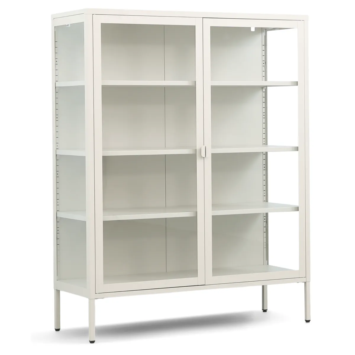 Nimara Herman Vitrineskab - Beige metal/glas - 110x40x140 cm* Vitrineskabe|Vitrineskabe