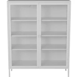 Nimara Herman Vitrineskab - Hvidt metal/glas - 110x40x140 cm* Vitrineskabe|Vitrineskabe