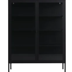 Nimara Herman Vitrineskab - Sort metal/glas - 110x40x140 cm* Vitrineskabe|Vitrineskabe