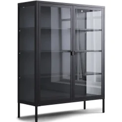 Nimara Herman Vitrineskab - Sort metal/glas - 110x40x140 cm* Vitrineskabe|Vitrineskabe