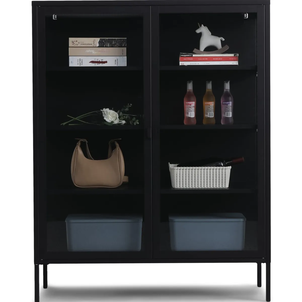 Nimara Herman Vitrineskab - Sort metal/glas - 110x40x140 cm* Vitrineskabe|Vitrineskabe