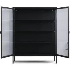 Nimara Herman Vitrineskab - Sort metal/glas - 110x40x140 cm* Vitrineskabe|Vitrineskabe