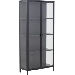 Nimara Herman Vitrineskab - Sort metal/glas - 80x40x180 cm* Vitrineskabe|Vitrineskabe