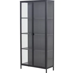 Nimara Herman Vitrineskab - Sort metal/glas - 80x40x180 cm* Vitrineskabe|Vitrineskabe