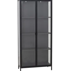 Nimara Herman Vitrineskab - Sort metal/glas - 80x40x180 cm* Vitrineskabe|Vitrineskabe