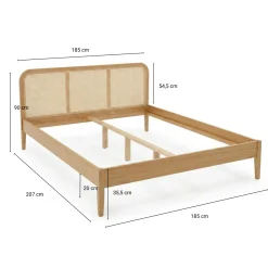 Nimara Jamie sengeramme i røget eg med sengegavl i rattan flet 180x200 cm* Sengerammer|Alle Senge