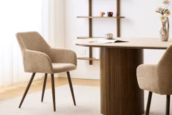Nimara Jenna spisebordsstol - sand tekstil med røget egelook* Spisebordsstole