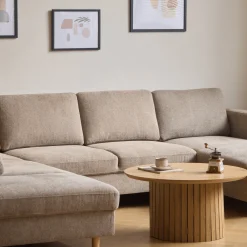 Nimara Jennifer højrevendt u-sofa i sand med chaiselong - L: 300 x D: 208 x H: 82 cm* Sofaer