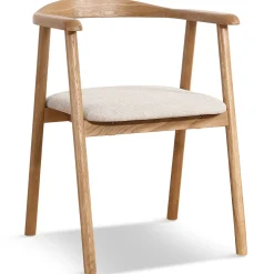 Nimara Jocelyn spisebordsstol i eg med beige stofsæde* Spisebordsstole