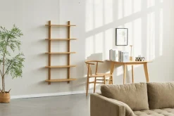 Nimara Juliet væghylde i eg med 5 hylder H:140 x B:22 x B:75 cm* Reoler|Opbevaring Til Stuen
