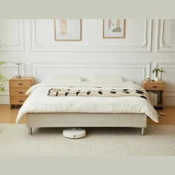 Nimara Kontinentalseng i beige 180x200 cm med 4 cm topmadras i PU-skum inkl. chrome ben* Alle Senge|Kontinentalsenge