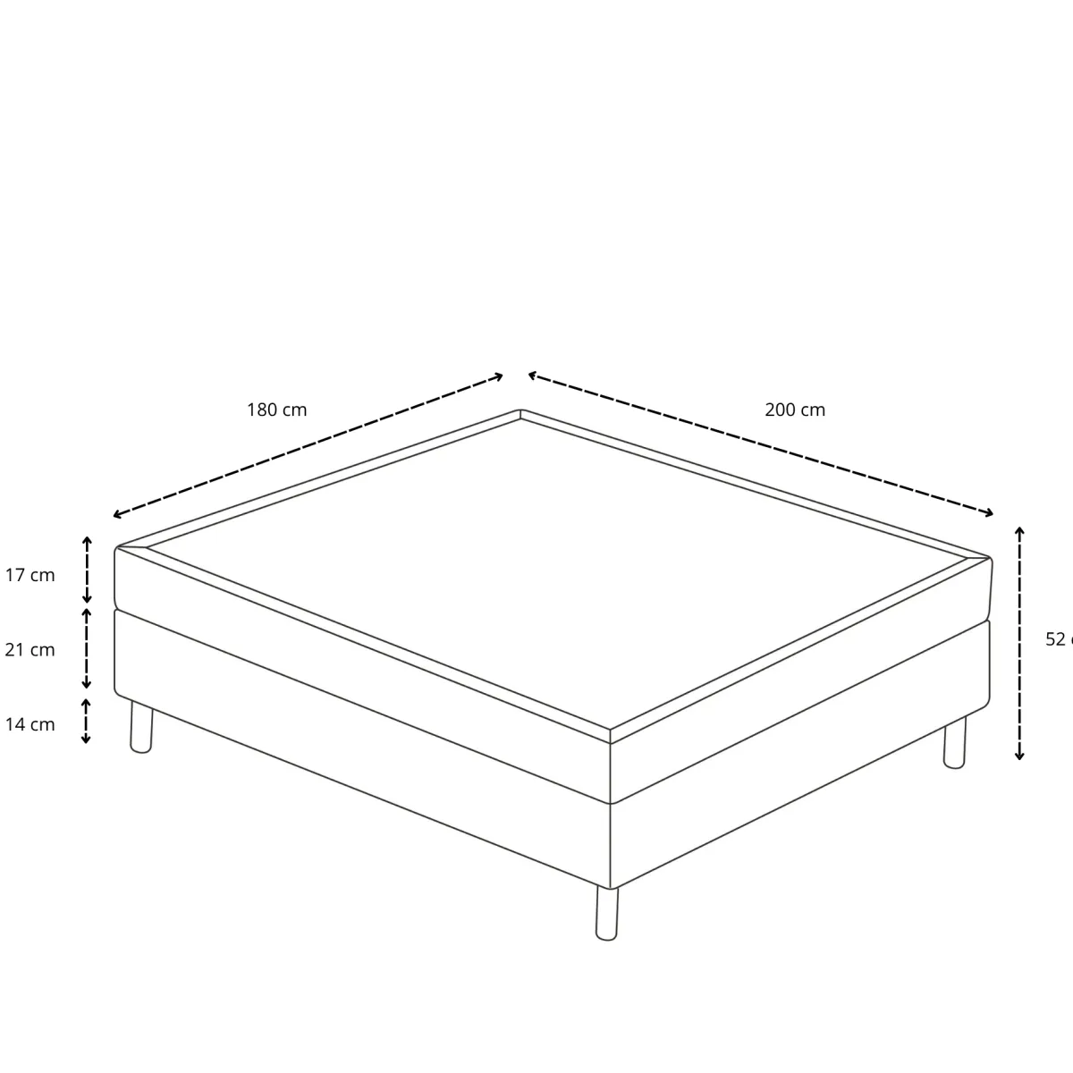 Nimara Kontinentalseng i beige 180x200 cm med 4 cm topmadras i PU-skum inkl. chrome ben* Alle Senge|Kontinentalsenge