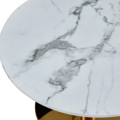 Nimara Lazio rundt sofabord i hvid marmor look med guld/messing ben Ø70 cm* Sofaborde