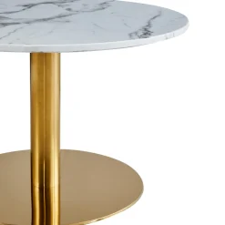 Nimara Lazio rundt sofabord i hvid marmor look med guld/messing ben Ø70 cm* Sofaborde