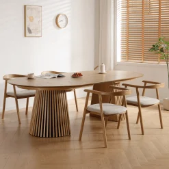Nimara Lewis - Lamel ovalt Spisebord I Egefiner med udtræk 200/250/300 CM - 2x tillægsplader medfølger* Spiseborde