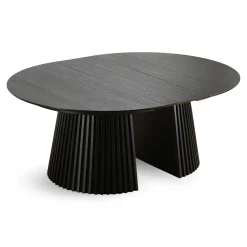 Nimara Lewis - Lamel rundt Spisebord I sort Egefiner med udtræk 150/190/230 CM - 2x tillægsplader medfølger* Spiseborde