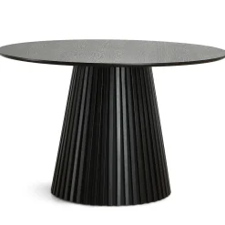Nimara Lewis - Lamel rundt Spisebord I sort Egefiner Ø120 cm* Spiseborde