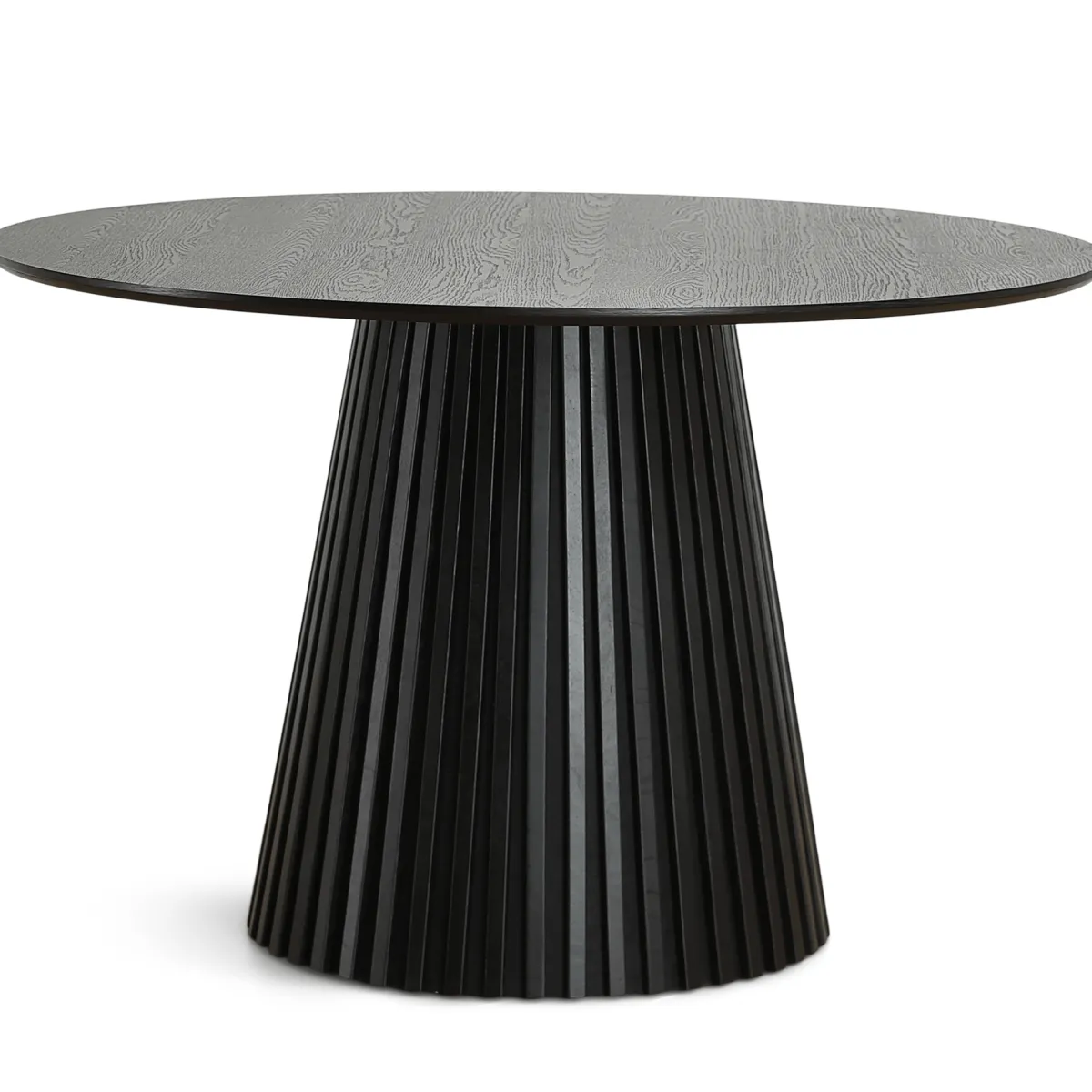 Nimara Lewis - Lamel rundt Spisebord I sort Egefiner Ø120 cm* Spiseborde