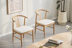 Nimara Lizzie spisebordsstol i bøg med polstret sæde i beige* Spisebordsstole