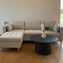 Nimara Lulu - Højrevendt og venstrevendt vendbar chaiselong sofa lys beige - L: 215 x D: 82 x H: 78 cm* Sofaer