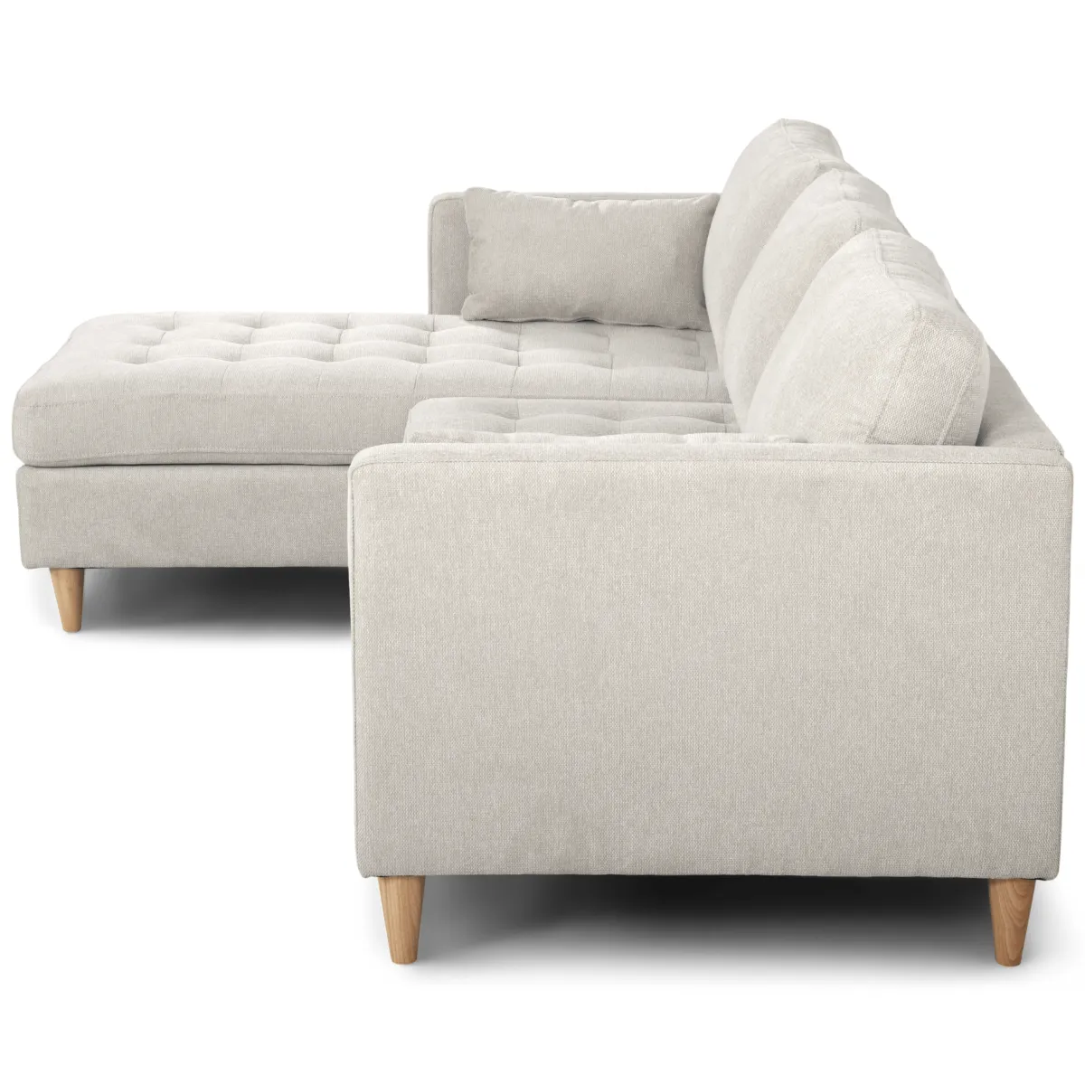 Nimara Lulu - Højrevendt og venstrevendt vendbar chaiselong sofa lys beige - L: 215 x D: 82 x H: 78 cm* Sofaer