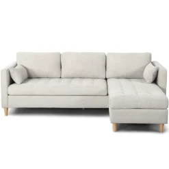 Nimara Lulu - Højrevendt og venstrevendt vendbar chaiselong sofa lys beige - L: 215 x D: 82 x H: 78 cm* Sofaer